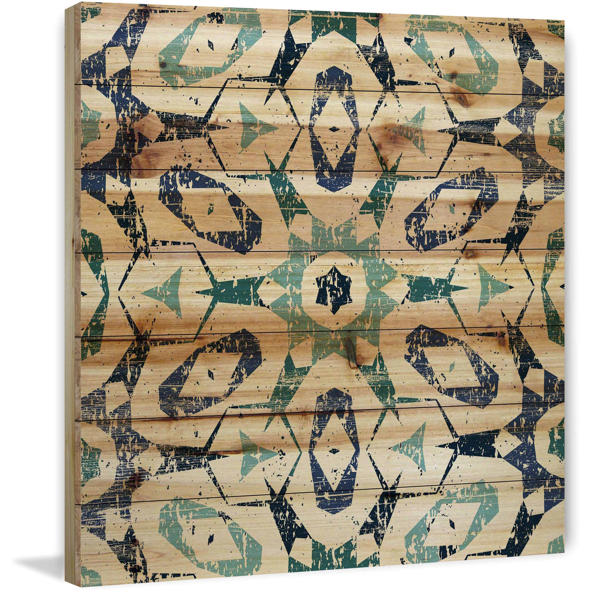 Marmont Hill - "Star Green" Painting Print on Natural Pine Wood