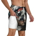 thumbnail image 3 of Goofa Pirate Bulldog On Deck Printed Men's Swim Trunks Board Shorts Quick Dry Mens Swimming Trunks with Compression Liner,Breathable Fit Hawaii Beach Shorts-X-Large, 3 of 9