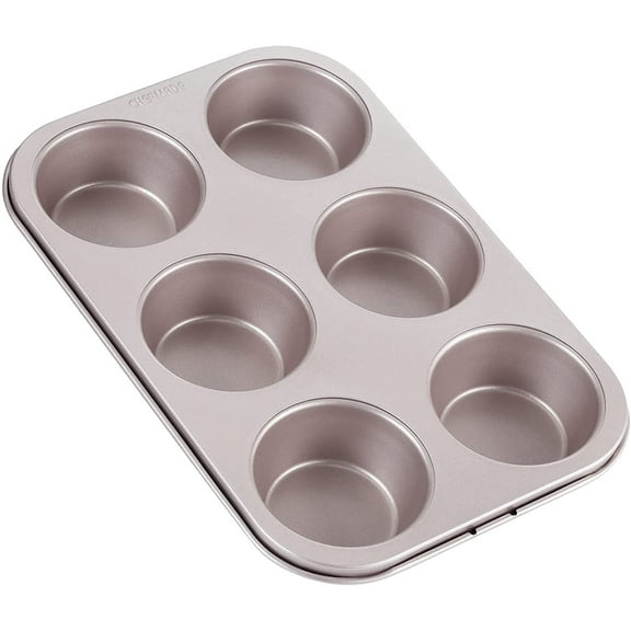CHEFMADE Muffin Cake Pan, 6-Cavity Non-Stick Cupcake Pan Bakeware for Oven Baking (Champagne Gold)