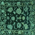 thumbnail image 1 of Ahgly Company Indoor Square Oriental Turquoise Blue Traditional Area Rugs, 6' Square, 1 of 4