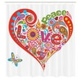 thumbnail image 3 of Ambesonne Hippie Shower Curtain, Colorful Peace Heart, 69"Wx70"L, Multicolor, 3 of 5