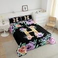 thumbnail image 4 of Erosebridal Initial Letter H Bedding Sets Twin with Comforter, Floral Flower Comforter Sets Twin Size, Monogrammed Reversible Duvet Insert, Ultra Soft Bedroom Decoration, 2pcs, 4 of 8