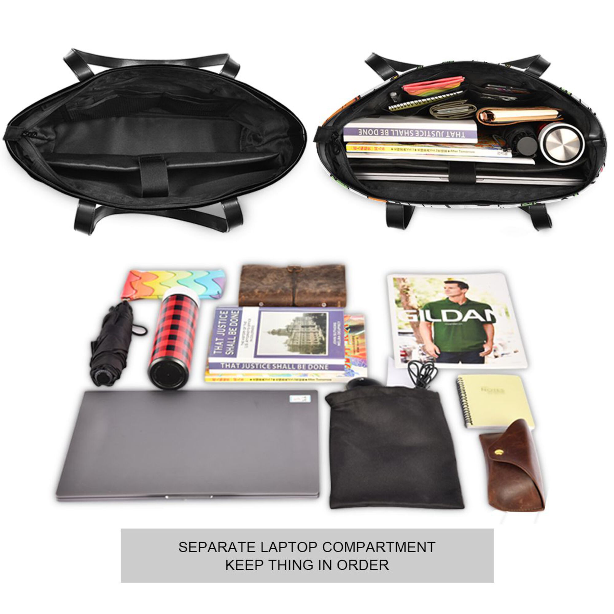 FORMRS Canvas Laptop Tote Bag for Women with 15.6" Computer Compartments Shoulder Handbag, Cute Vegetables