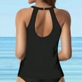 thumbnail image 5 of TOWED22 Women Underwire Tankini Top Only - Twist Front High Neck Bathing Suit Swim Top Tummy Control Cross Swimsuit(Black,XXL), 5 of 6