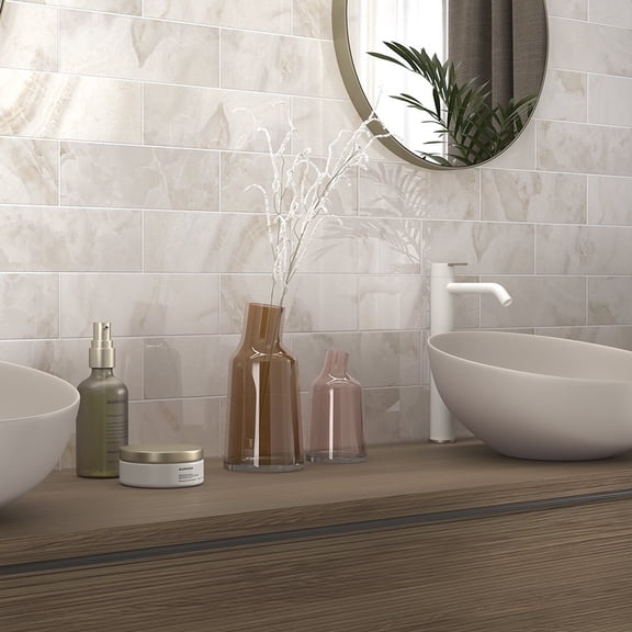 The Tile Life Isla 4" x 4" Snow Glossy Ceramic Subway Tile Sample, 1 Piece