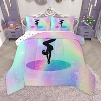 Homewish Gymnastics Lovers Bedding Comforter Set,Sports Theme Twin Comforter Sets,Pink Green Ombre Bedding Set For Girls Boys,Microfiber Bedroom Decor Reversible,2-Piece