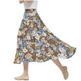 thumbnail image 2 of Jinhomg Flowy Summer Skirts for Women Elegant Boho Floral Maxi Skirts Plus Size Comfy Elastic Waist Pleated Skirts 2025 Fashion Vacation Beachwear Coffee S, 2 of 5
