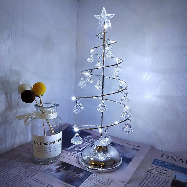 Lámpara de árbol de Navidad de cristal estrella de cinco puntas led hierro arte pequeña lámpara de noche decoración de regalo de cumpleaños lámpara de mesa
