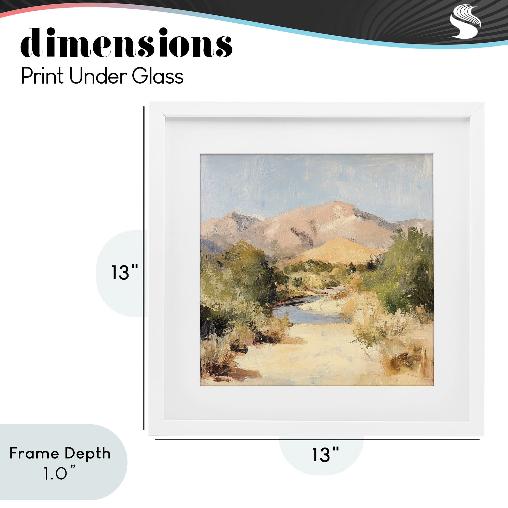 Stupell Industries Beige Desert Mountain Stream White Framed Print Under Glass, design by Petal Prints Design