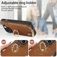 thumbnail image 5 of Decase Wallet Case for iPhone 12 Mini,Shockproof Rugged Phone Cover With 360° Rotatable Ring Kickstand & Back Zipper Card Pocket Cloth Fabric Hybrid PU Leather,for Women Men - Brown, 5 of 7