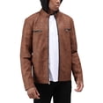 thumbnail image 5 of X RAY Jeans Men's PU Leather Jacket with Hood And Faux Shearling Lining, Tan, 2XL, 5 of 9