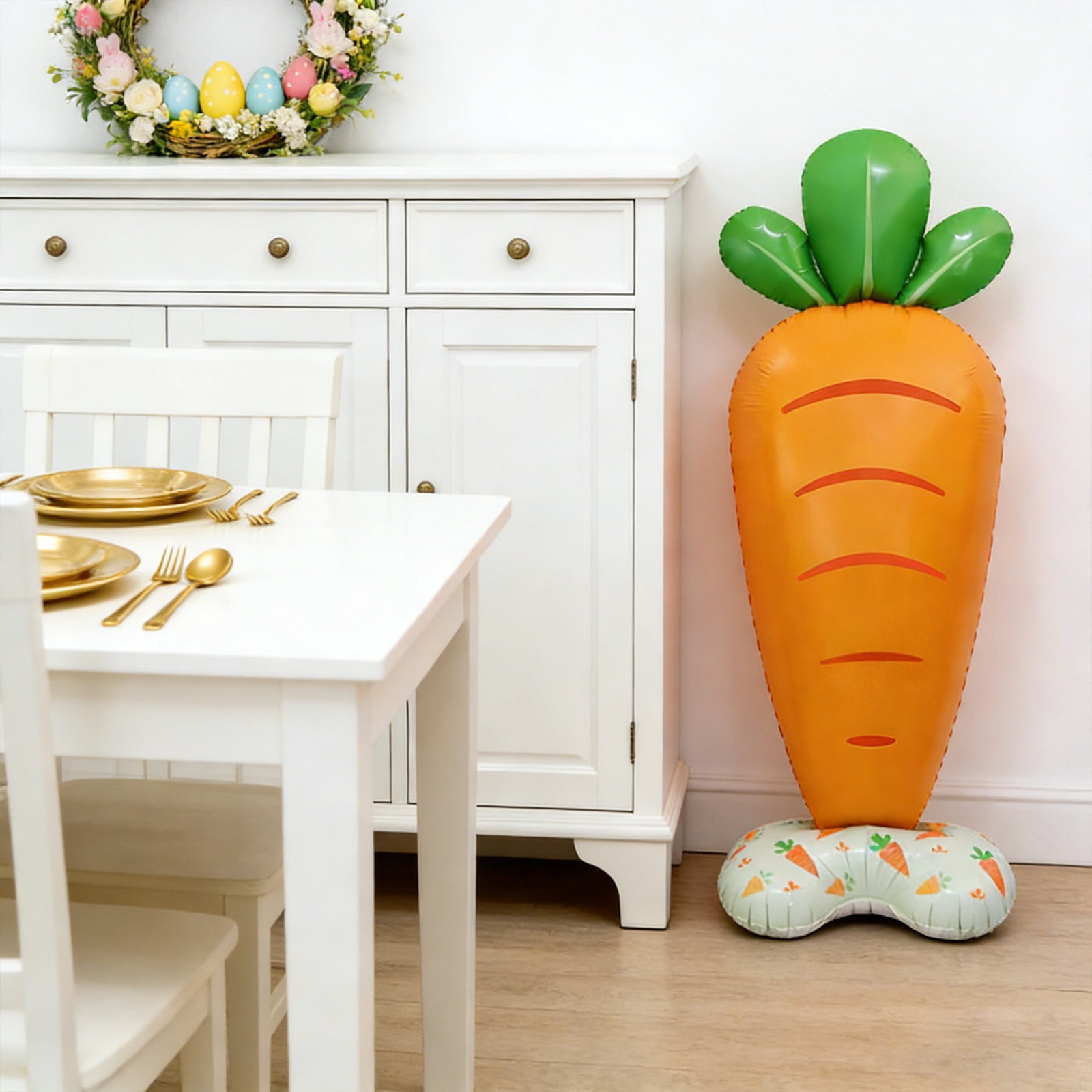 Easter Balloons Jumbo 5ft Standing Foil Balloon, Large Carrot & Bunny Easter Party Decor, Self-Standing Inflatable Indoor Outdoor Decoration