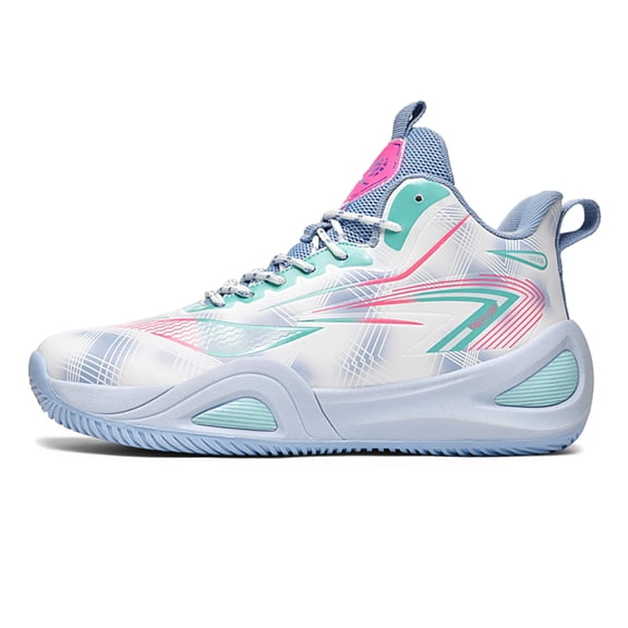 Bolognifi Men's High-Top Breathable, Non-Slip and Shock-Absorbing Basketball Shoes - BLUE_3.5