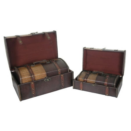 Quickway Imports Sergeant Leather Trunk (4 Piece Set)