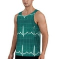 thumbnail image 2 of Gukieu ECG Wave Print Men's Quick Dry Fitness Vest, Round Neck Sleeveless Fitness Bodybuilding Top-3X-Large, 2 of 7