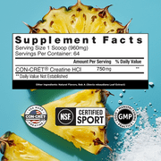 CON-CRET Creatine HCl Powder, Muscle, Brain & Energy Support, Pineapple, 64 Servings