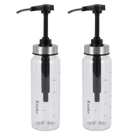 

2X Sauce Pump Dispenser with Glass Bottle Leakproof Kitchen Condiment Dispenser for Honey Ketchup Mustard Mayo