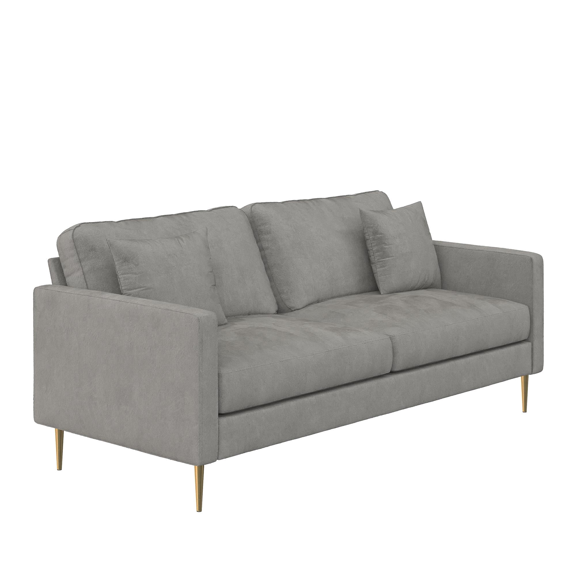 CosmoLiving Highland Sofa with Pillows, Gray Velvet