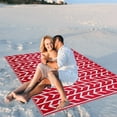 thumbnail image 2 of Outdoor Rug - Folded Design - Recycled Plastic Mat for Patio, Camping, Beach, Balcony, Porch, Deck - Weather, Water, Stain, Lightweight, Fade and UV Resistant - Amsterdam Red & White, 2 of 5