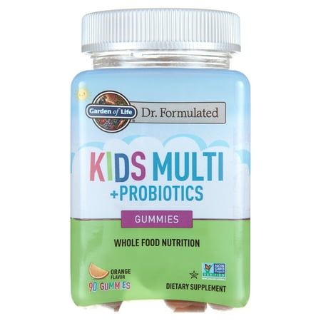 Garden of Life Kids Multivitamin + Probiotics Gummies for Digestive Gut Health, Orange, 90 Count