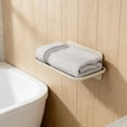 thumbnail image 6 of 1 PC Foldable Floating Shelf for Wall, No Drill Wall Shelf, Small Floating Shelf for Bathroom, Bedroom, RV, Kitchen, Adhesive Shelf for Phones, Watches,11.02x6.3x2.95 in(L), 6 of 7