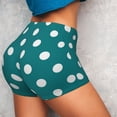 thumbnail image 4 of Salouo White Polka Dots With Teal Background Print Women's Athletic Shorts,Booty Shorts Biker Shorts High Waisted Elastic Workout Shorts for Yoga Gym Running Sports-Small, 4 of 8