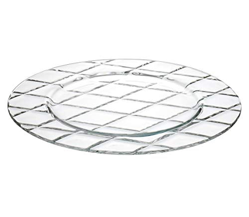 Clear Barski Made in Europe Plate Charger with Platinum Band 12.5 Diameter European Glass Set of 2 