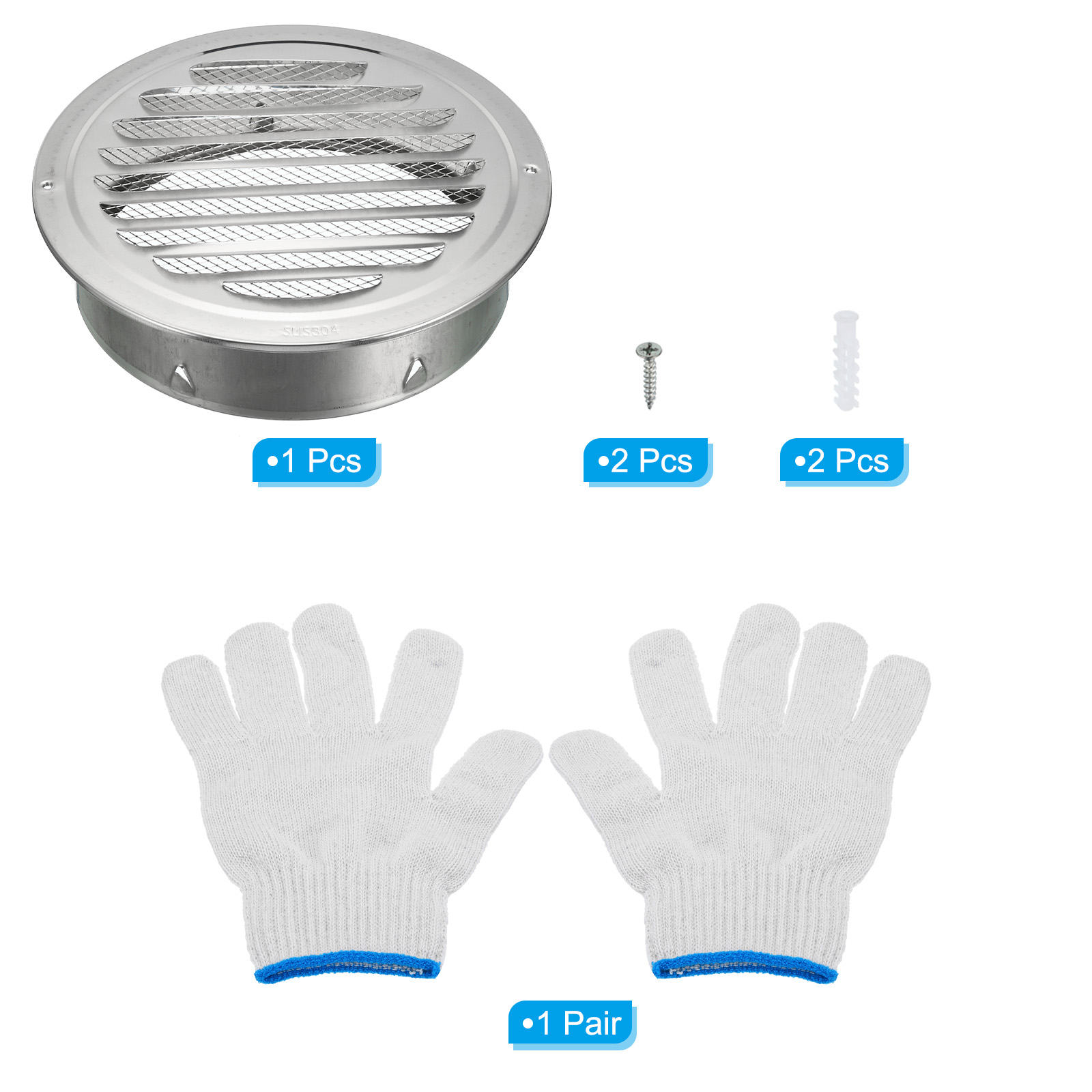 Uxcell 8" Round Soffit Air Vents, 304 Stainless Steel Louver Grille Vent Cover Mesh Air Outlet for Kitchen Bathroom