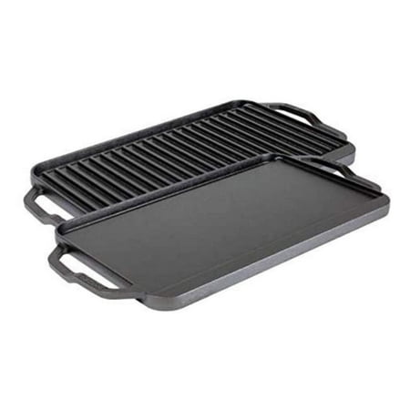 

Chef Collection 20x10 Inch Cast Iron Chef Style Reversible Grill/Griddle. Two-in-One Seasoned Cookware for Stovetop Burners or a Campfire. Made from Quality Materials to Last a Lifetime