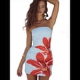 thumbnail image 1 of Vestido Tropical de Verano para Mujer, Sin Tirantes, Floral, Midi, Ajustado, para Fiesta y Club. Azul S, 1 of 7
