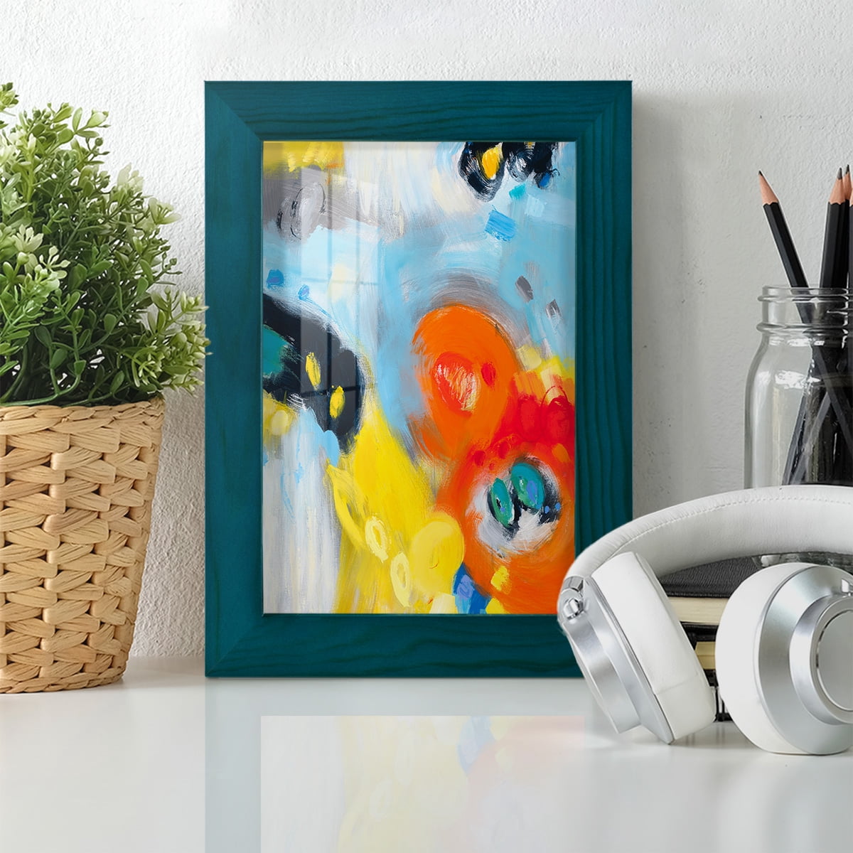In the Loop II -Framed Print w/glass-Ocean Blue