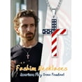 thumbnail image 4 of U7 Stainless Steel Patriotic Cross Necklace for Women Men Fashion American Flag Religious Christmas Jewelry Gift, 4 of 9