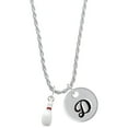 thumbnail image 1 of Delight Jewelry Silvertone Bowling Pin Silvertone Script Initial Disc - D - Charm Necklace, 20"+3", 1 of 4