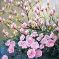 thumbnail image 1 of Juego de pintura de diamante 5D de 30 x 40 cm para niños, ramas de flores rosas, bordado de diamantes, juego de pintura de lienzo de piedra de cristal, ideal para decoración de paredes, 1 of 5