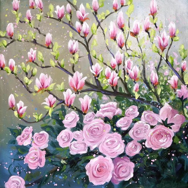 Juego de pintura de diamante 5D de 30 x 40 cm para niños, ramas de flores rosas, bordado de diamantes, juego de pintura de lienzo de piedra de cristal, ideal para decoración de paredes