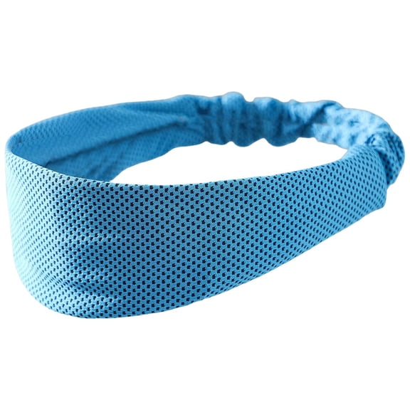1-Pc Light Blue Sports Headband for Men & Women, 2.75" Wide Moisture Wicking Sweatband, Non-Slip Elastic Athletic Hair Band for Running, Gym Workout