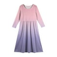 thumbnail image 5 of Abcomgle Girls Dresses Size 10-12 Casual A-Line Long Sleeve Girls Long Dresses Gradient Crew Neck Sundresses Flare Swing Skirt with Pockets,Pink, 5 of 5