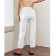 thumbnail image 5 of Pantalones cónicos para mujer con bolsillos laterales con cordón y pantalones holgados informales de color liso, 5 of 5