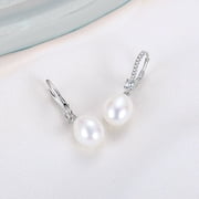 YAMI Jewelry 8-8.5mm White Freshwater Cultured Pearl Drop Earrings, 925 Sterling Silver , Cubic… — $23.99 (44% off)