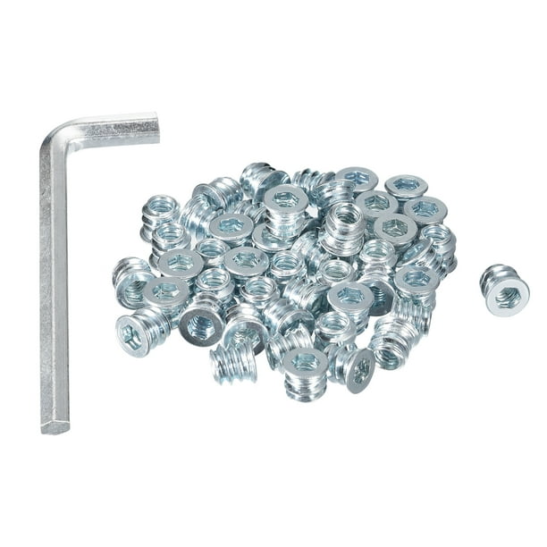 Tuercas de inserto roscado 1/4-20 x 10mm, paquete de 50 tuercas de inserto para madera con llave hexagonal