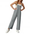 thumbnail image 5 of Women's Bib Overalls Loose Fit Wide Leg Jumpsuits Casual Rompers with Pockets Gray 2XL, 5 of 5
