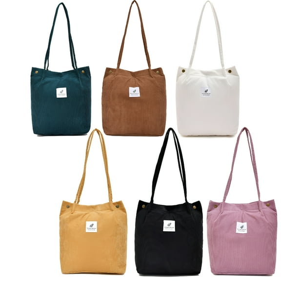 TELOLY Large Cord Tote Bag Corduroy Tote Bag Women Shoulder Handbags Big Capacity Shopping Bag (Pink)