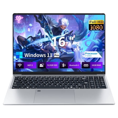 KUU 16" FHD Laptop, Intel i7-6500U, 16GB RAM, 512GB SSD