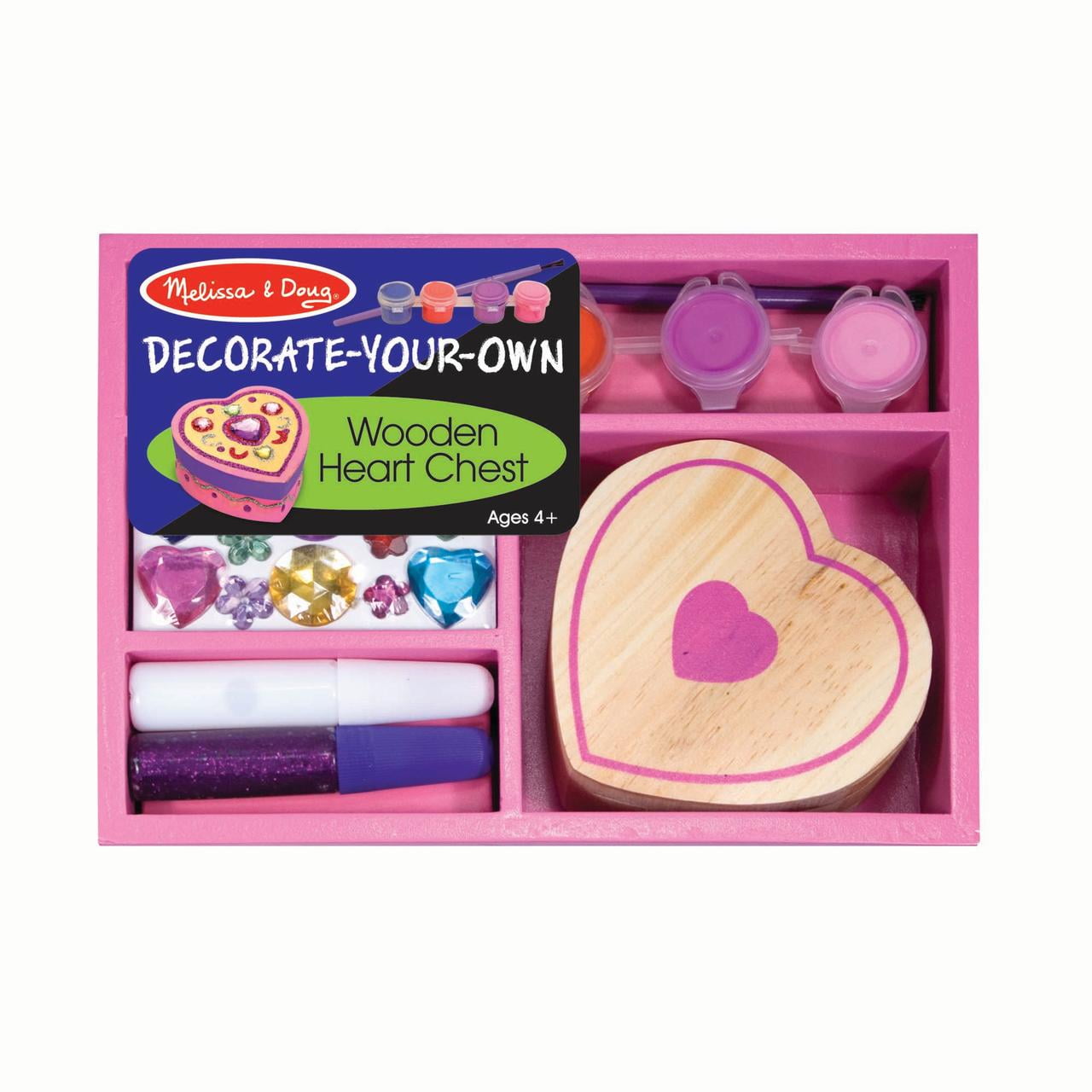 Melissa & Doug Decorate-Your-Own Double-Drawer Chest Craft Kit: 72 Foil Letter Stickers and More 2 Glitter Glues 26 Gem Stickers