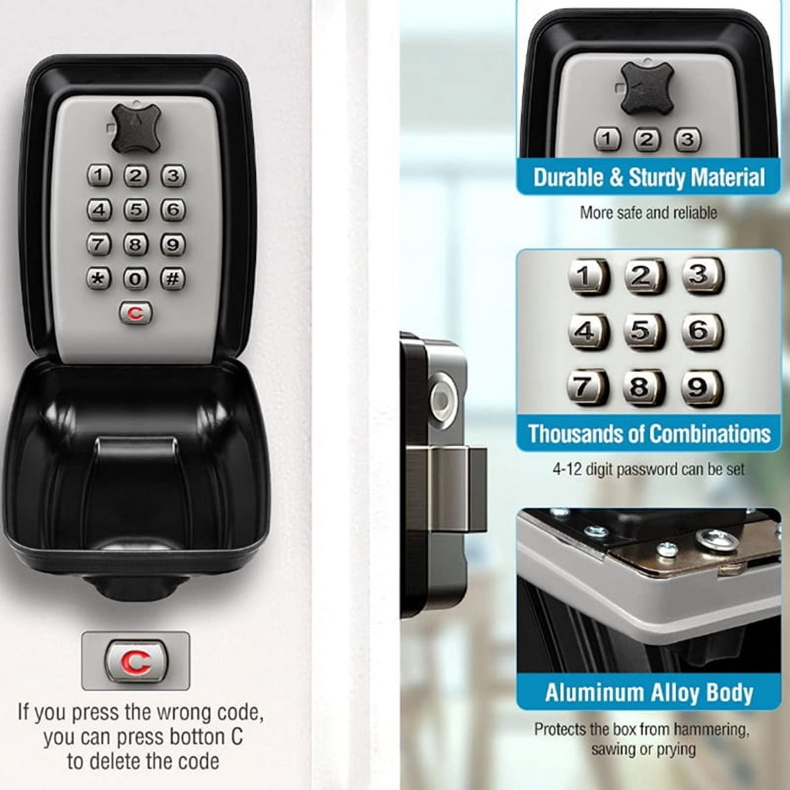 HOT Key Box Wall Mounted Large Secure Waterproof Outdoor with 12 Code Rustproof Weatherproof Heavy Duty
