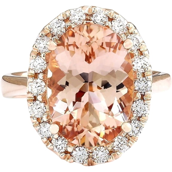 Store Luxury Jewelry Women Rose Gold Plated Morganite Engagement Ring Jewelry (8)