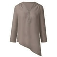 thumbnail image 4 of Lisingtool Button Women Ladies Clothing Loose Shirt Chiffon Zipper Long Sleeves Slanted Hem Plus Size Tops Bronze, 4 of 4