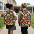 thumbnail image 5 of Whosucclay Retro Floral Kids Backpack School Bag with Padded Straps Lightweight Adjustable Straps Rucksack, Spacious 17 Inch Schoolbag for Daily Use, 5 of 8