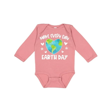 

Inktastic Make Every Day Earth Day with Hearts and Stars Boys or Girls Long Sleeve Baby Bodysuit