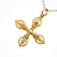 thumbnail image 4 of Encanto de acero inoxidable Cruz hueca Vajra Maja Colgante Collar Oración Oro Hugo collar de mortero con cruz vajra, 4 of 6